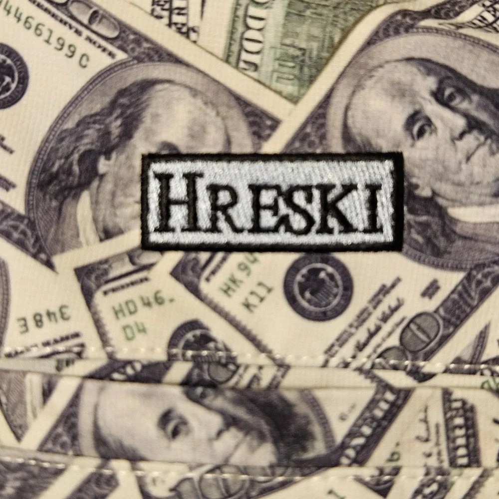 Hreski Mens Money Print Golf Shorts 100 Dollar Bill Novelty Size 34 White Green